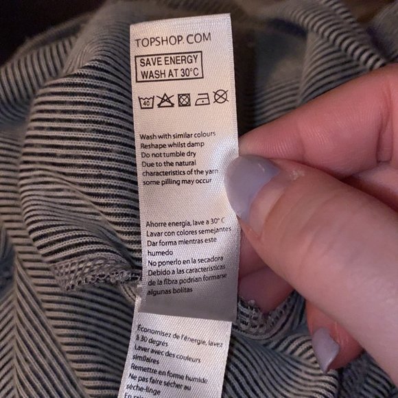 🌷 TopShop Pinstripe Kite Back Layered 3/4 Sleeve Mini Dress Size US 2 - Picture 10 of 11